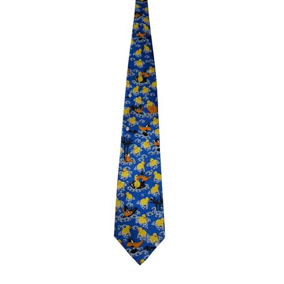 Looney Tunes Daffy Duck Rubber Ducks Cartoon Rare Vintage Necktie 100% Silk - Picture 3 of 7